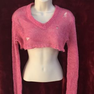 Relish – distressed sweater crop top!
